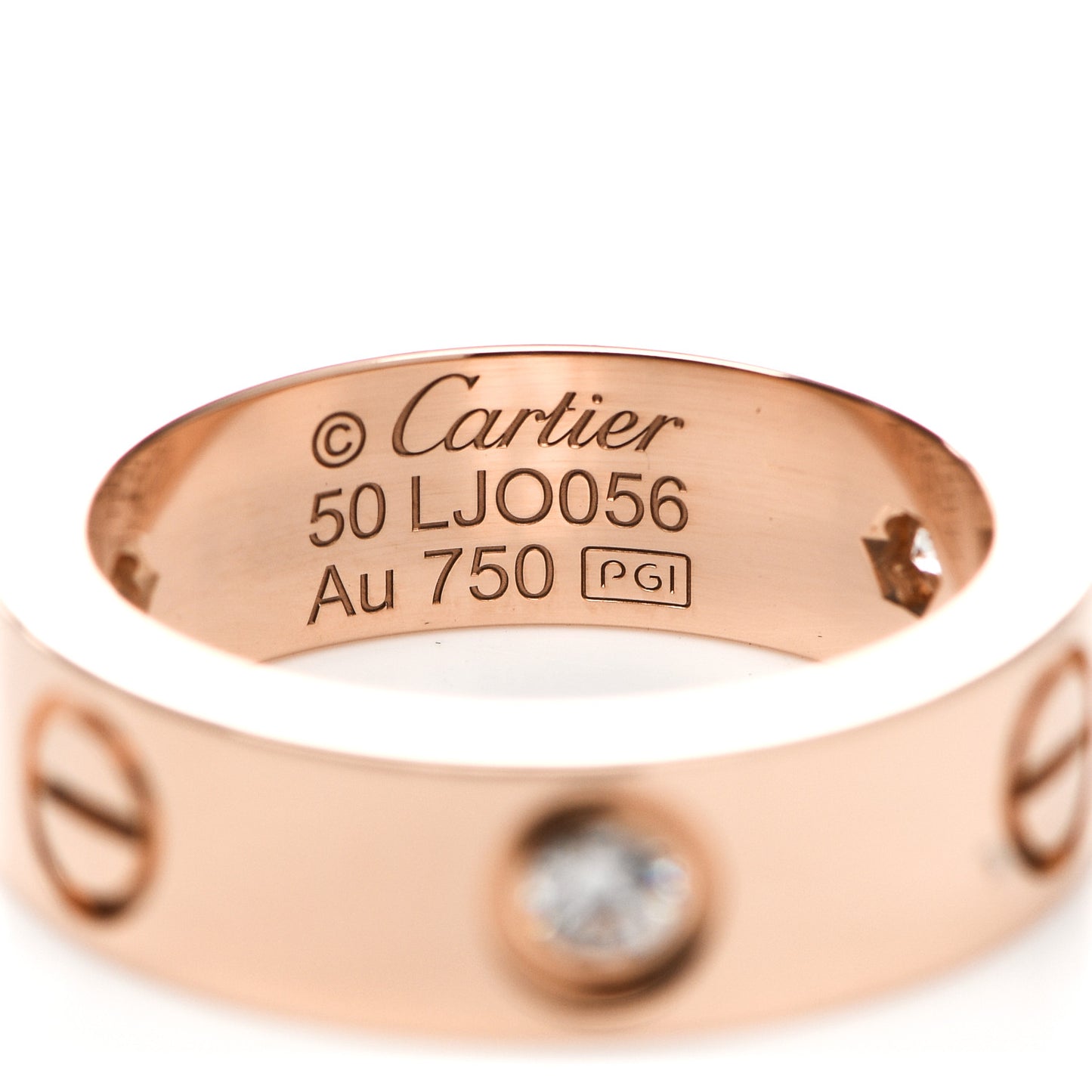 18K Pink Gold 3 Diamond 5.5mm LOVE Ring 50 5.25