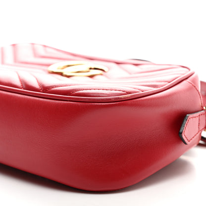 Gucci Calfskin Matelasse Small GG Marmont Chain Shoulder Bag Hibiscus Red 10 of 10