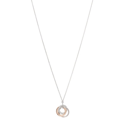 Tiffany 18K White Rose Gold Diamond 1837 Triple Interlocking Circles Pendant Necklace 1 of 5