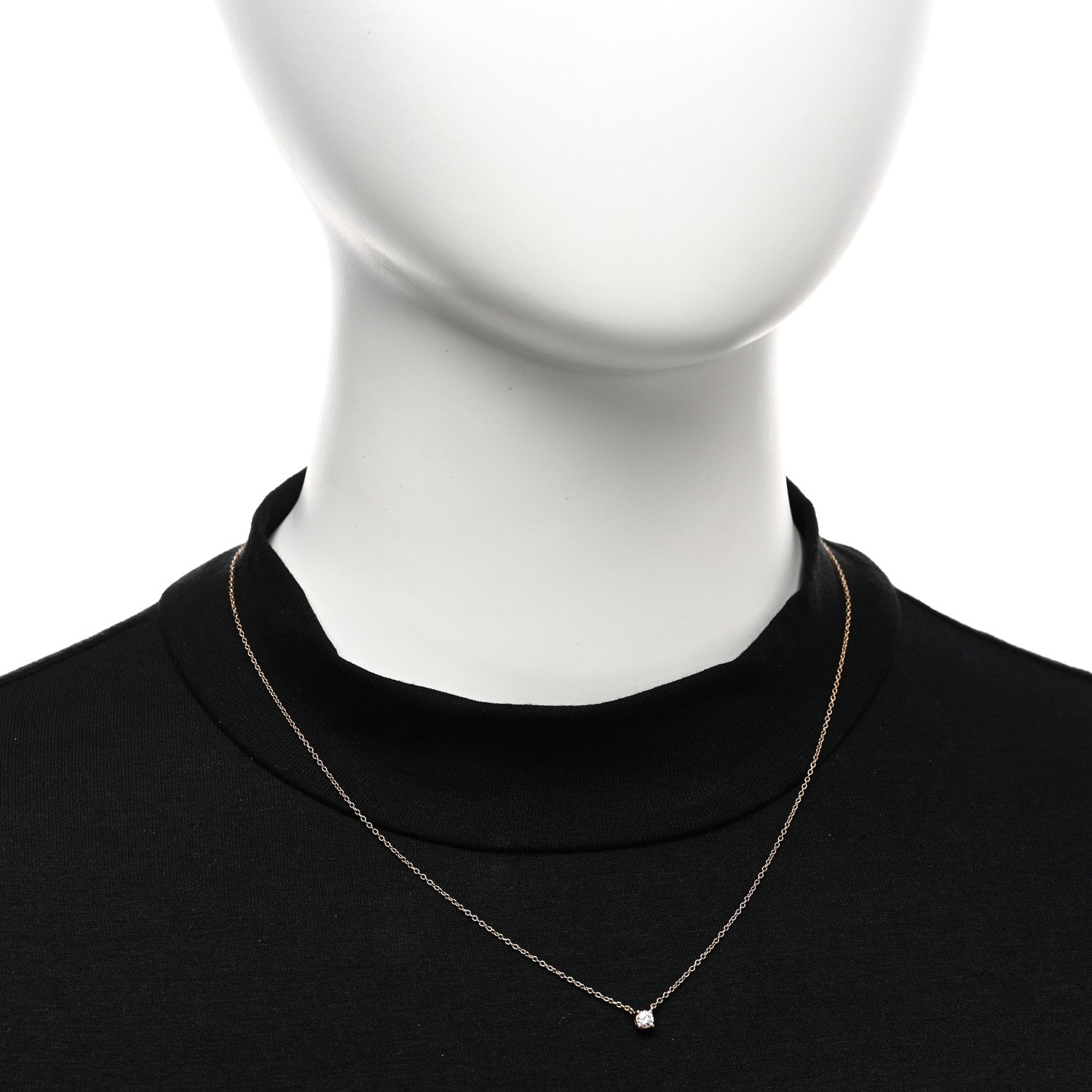 Tiffany 18K Rose Gold Diamond .14ct Solitaire Pendant Necklace 2 of 5