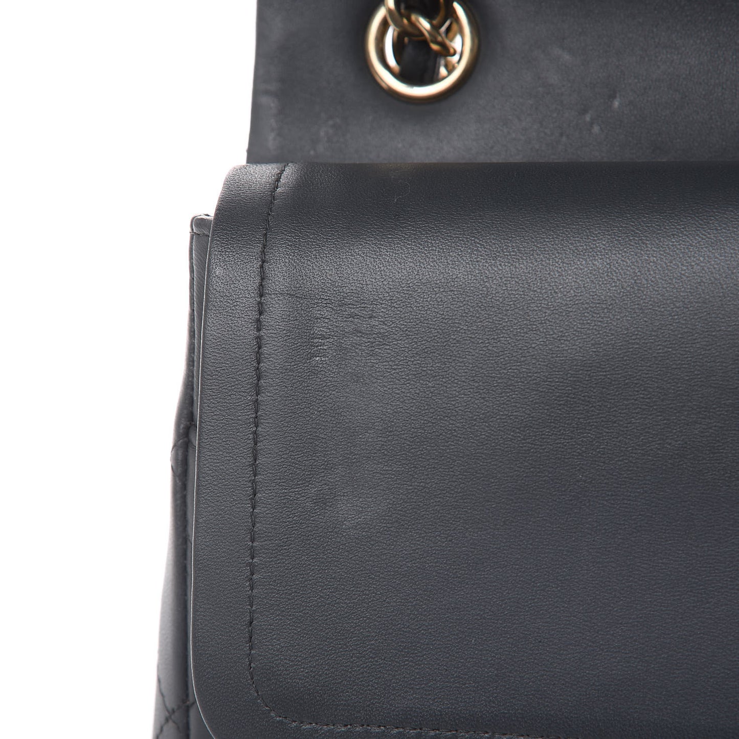 Lambskin Quilted Jumbo Double Flap Grey