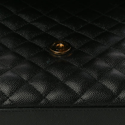 Saint Laurent Grain De Poudre Textured Mixed Matelasse Triquilt Medium Monogram Satchel Black 11 of 11