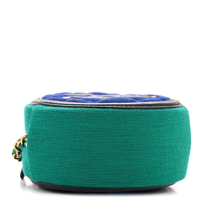 Chanel Jersey Quilted CC Filigree Round Clutch With Chain Blue Green Black 4 of 10