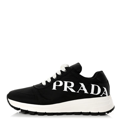 Prada Nylon Piuma Logo Sneakers 37 Black White 1 of 9