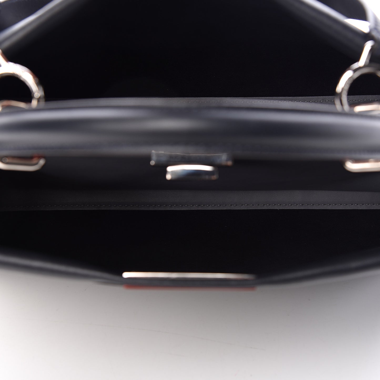 Vitello Seta Shiny Nappa Medium Peekaboo Iconic Satchel Blue Notte Ardesia