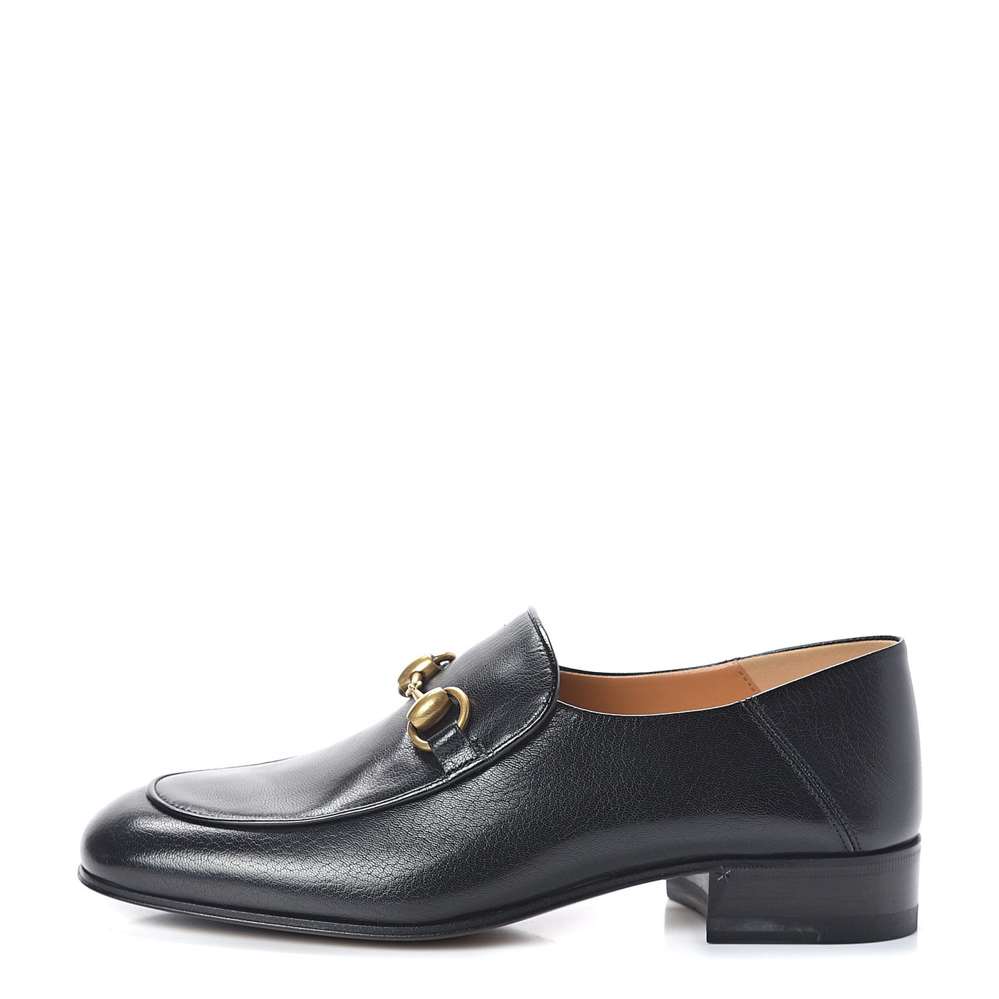 Goatskin Womens Horsebit Mid-Heel Loafers 36 Black