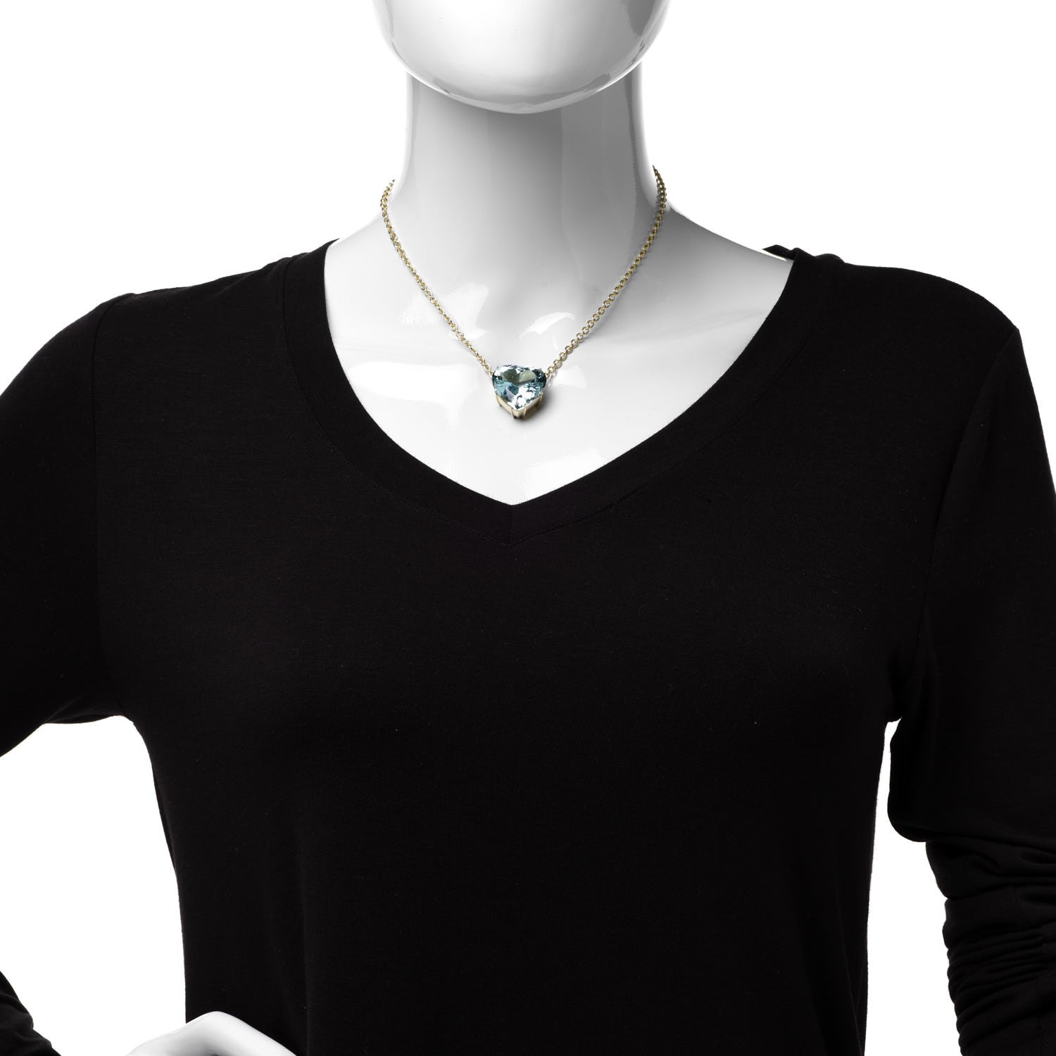 Irene Neuwirth 18K Yellow Gold Aquamarine Heart Pendant Necklace 2 of 4