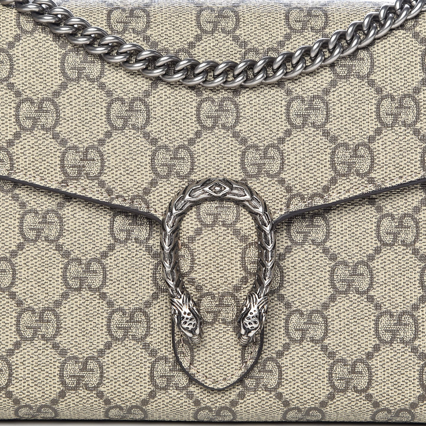 GG Supreme Monogram Mini Dionysus Chain Wallet Beige Taupe