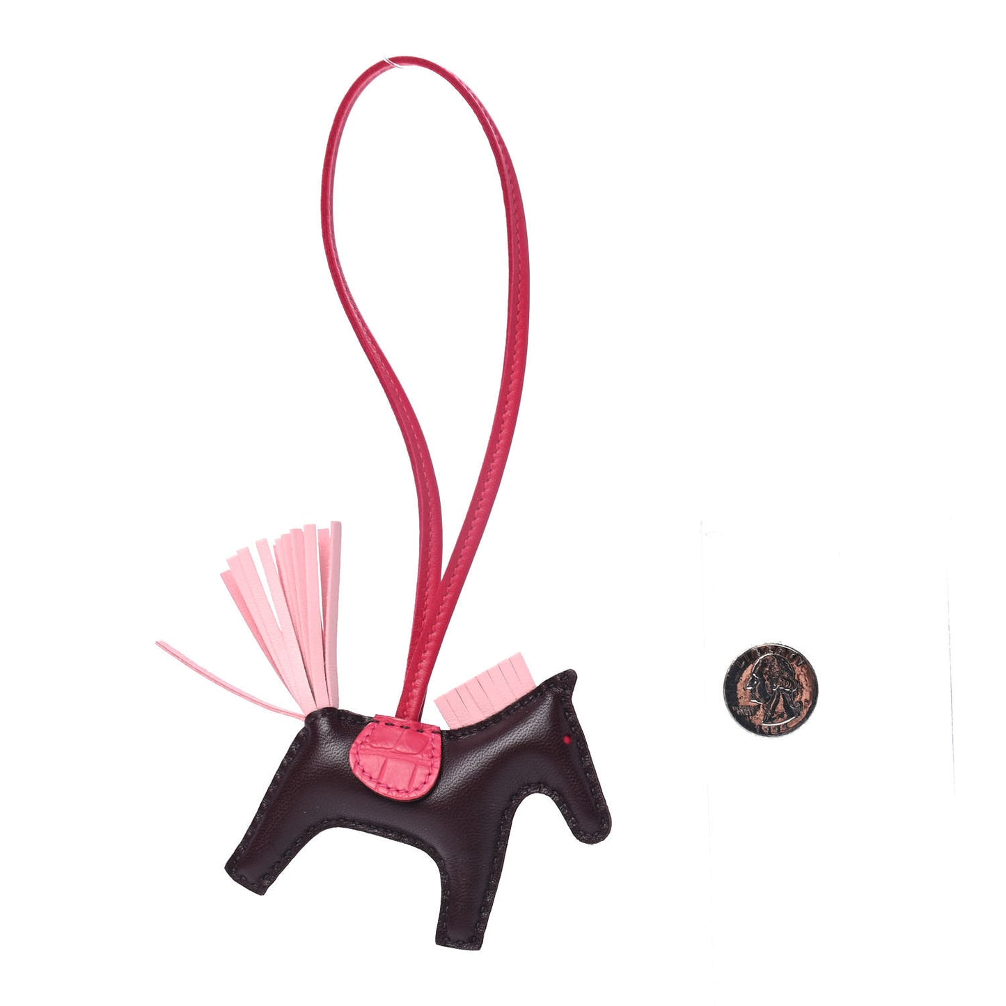 Milo Lambskin Matte Alligator Touch Grigri Rodeo Horse Bag Charm PM Rouge Sellier Framboise Rose Sakura