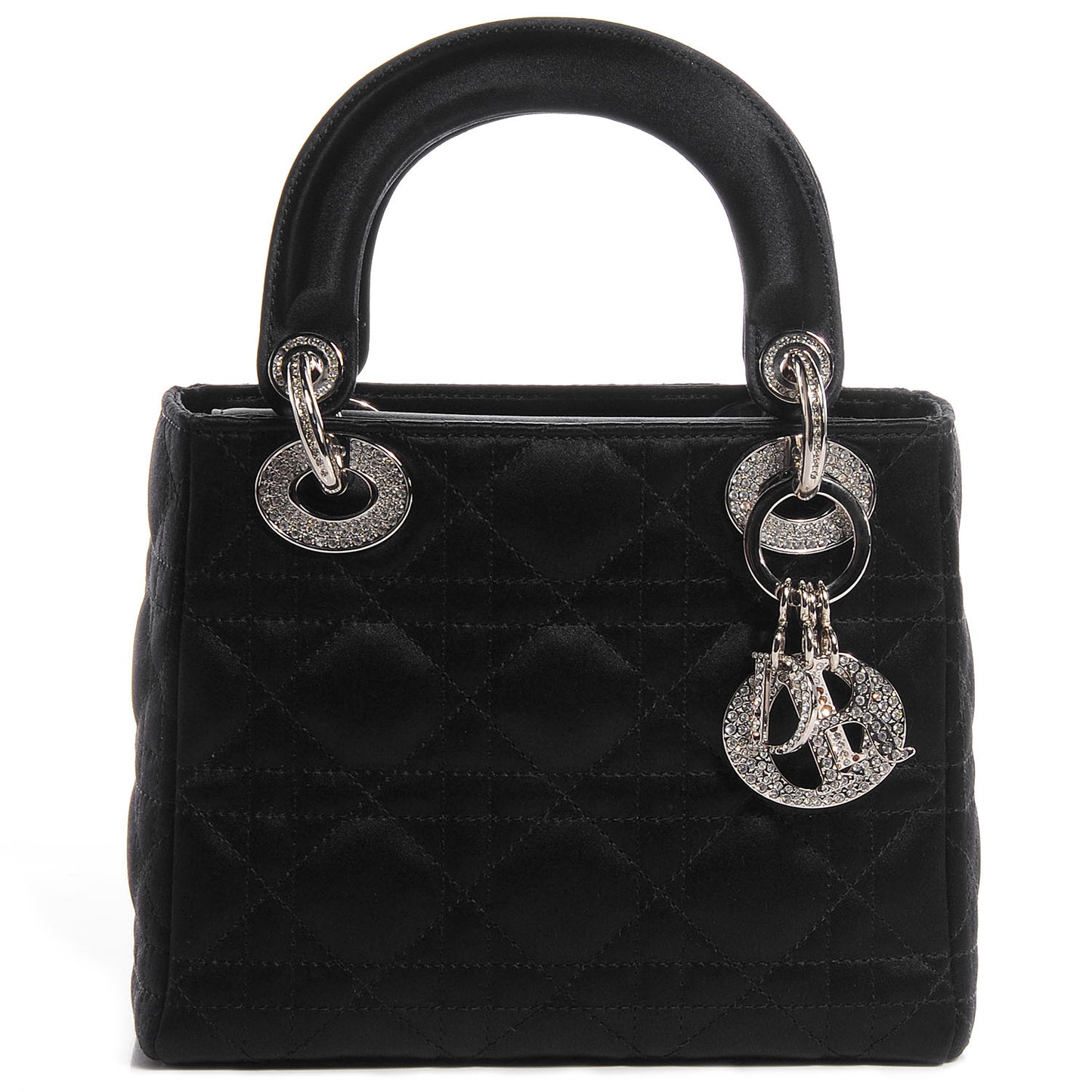 Satin Swarovski Crystal Cannage Mini Lady Dior Black