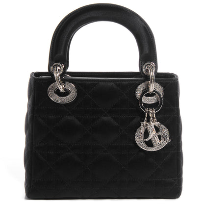 Christian Dior Satin Swarovski Crystal Cannage Mini Lady Dior Black 1 of 8
