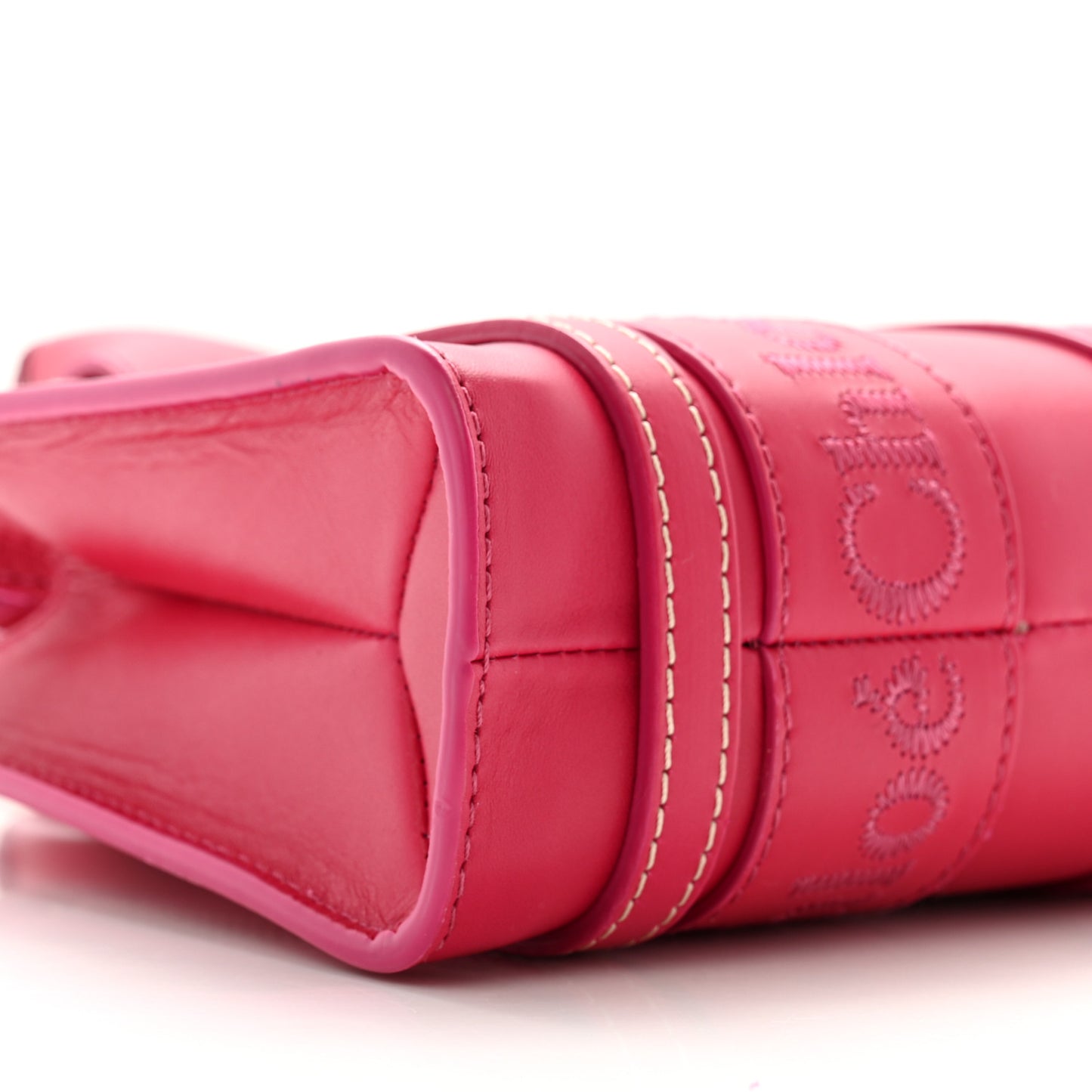 Calfskin Mini Woody Ribbon Tote Fizzy Pink