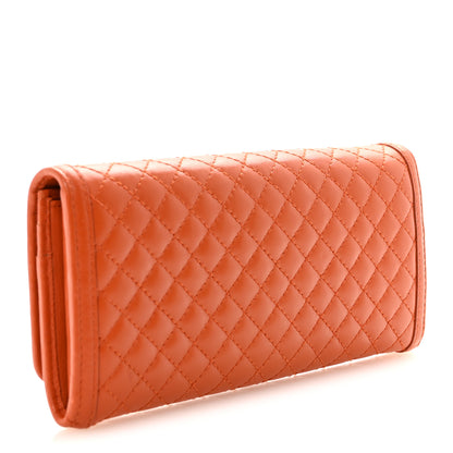 Prada Soft Calf Quilted Continental Flap Wallet Orange 4 of 7
