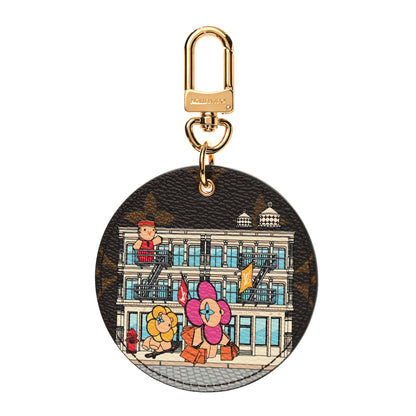 Louis Vuitton Monogram 2022 Christmas Animation New York Soho Bag Charm Key Ring Yellow 1 of 4