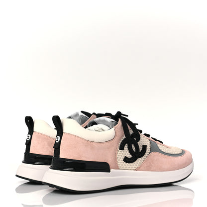 Chanel Mesh Suede Calfskin Grained Calfskin Womens CC Sneakers 41 Pink 4 of 7