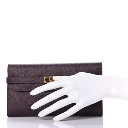 Hermes Epsom Verso Kelly Longue Wallet Raisin Anemone 2 of 7
