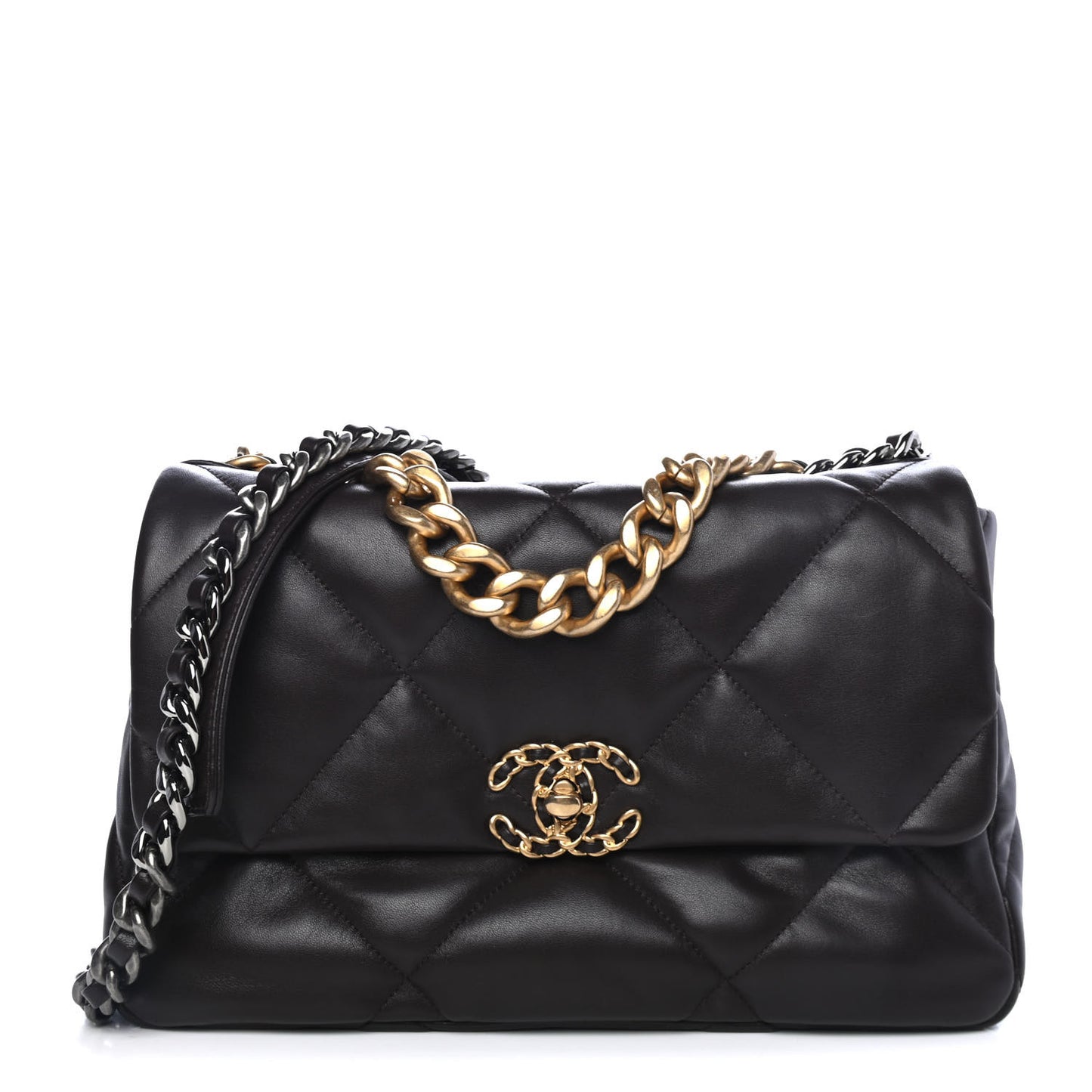 Lambskin Quilted Large Chanel 19 Flap Dark Brown