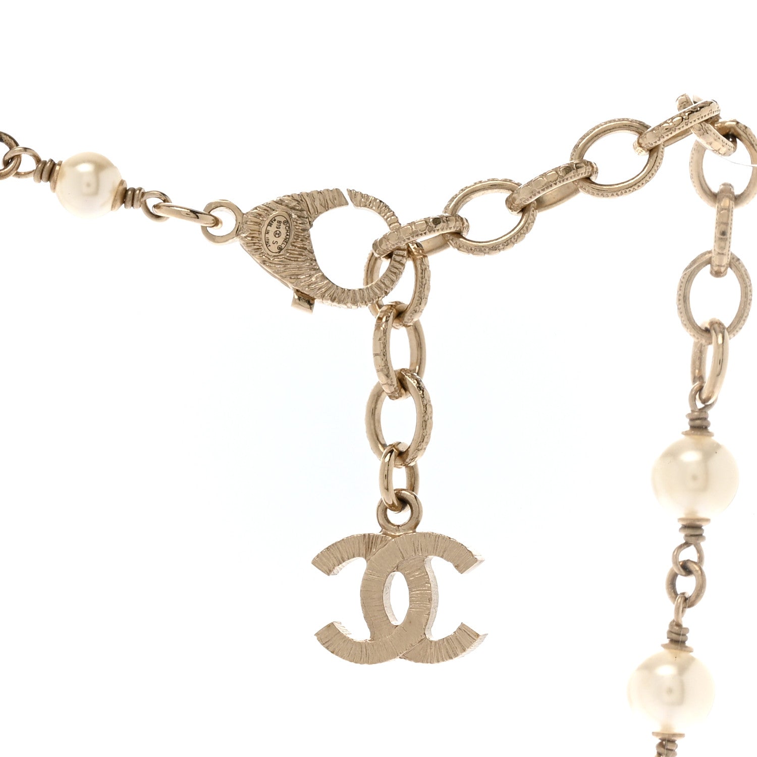 Chanel Crystal Baguette Pearl CC Cross Short Necklace Gold 5 of 6