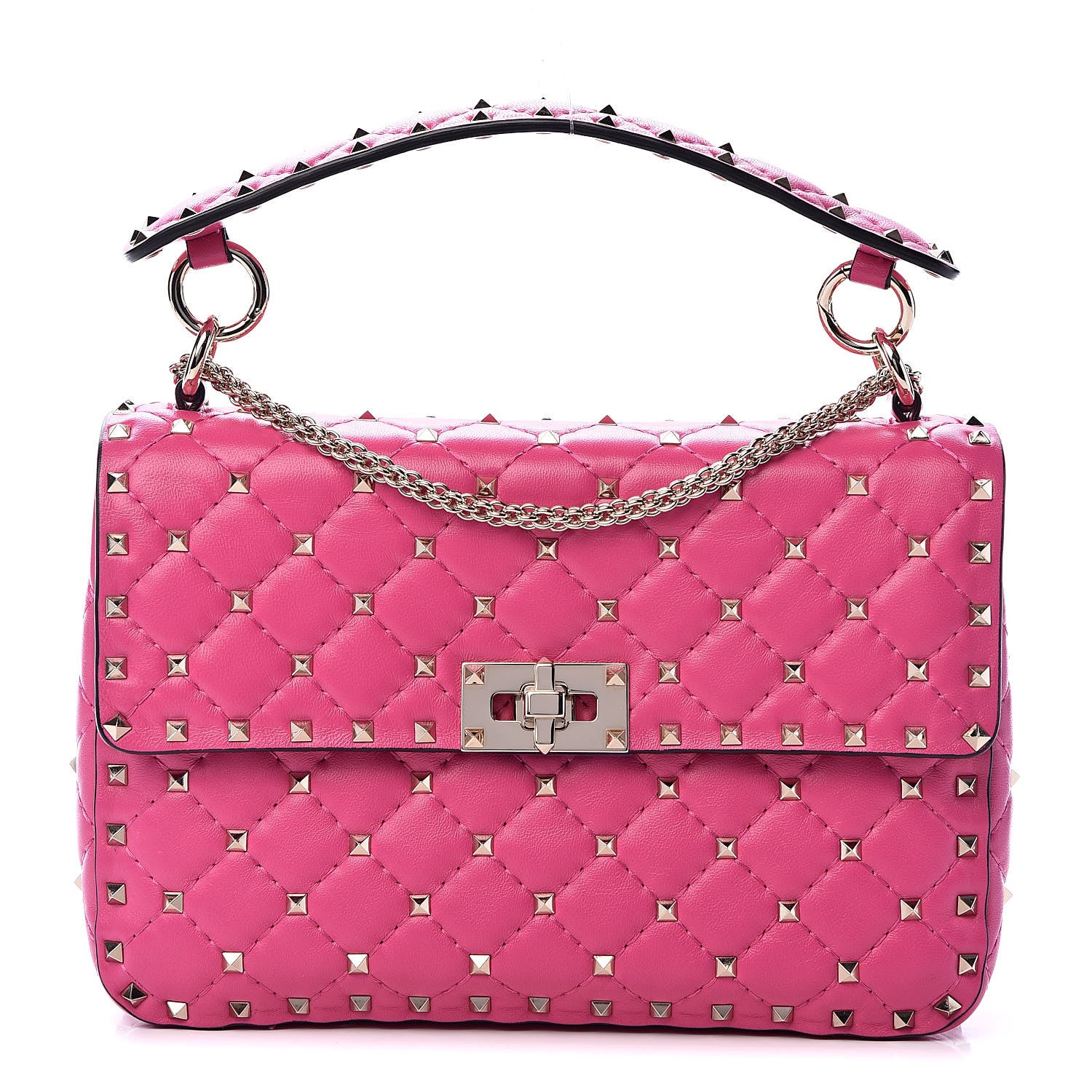 Valentino Garavani Nappa Medium Rockstud Spike Shoulder Bag Pink Orchid 1 of 12