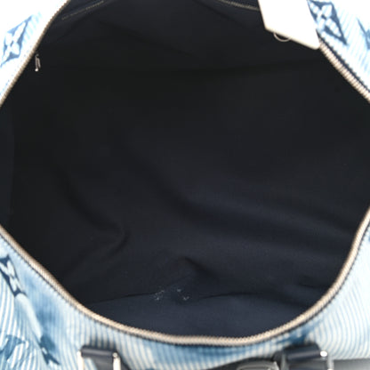 Louis Vuitton Monogram Watercolor Keepall Bandouliere 50 Hickory Stripes Denim 4 of 11