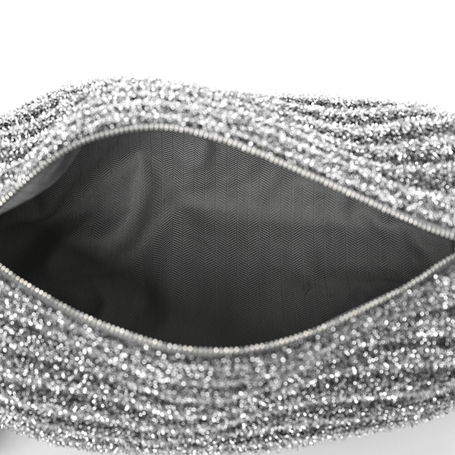 Loewe Metallic Lurex Pleated Bracelet Pouch Shoulder Bag Silver 5 of 9