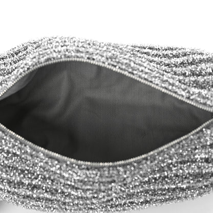 Loewe Metallic Lurex Pleated Bracelet Pouch Shoulder Bag Silver 5 of 9