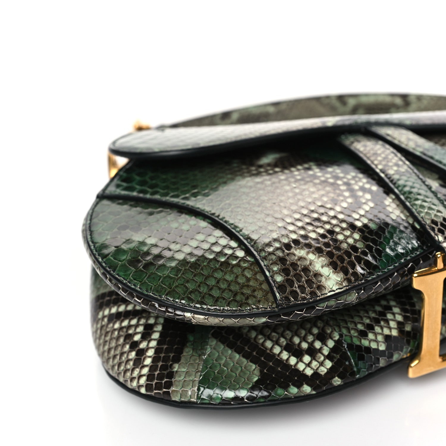 Christian Dior Snakeskin Saddle Bag Green 8 of 8