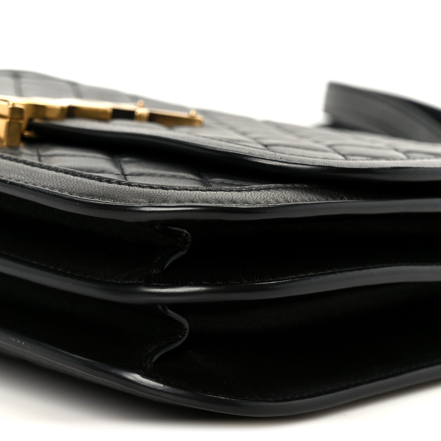 Lambskin Quilted Monogram Medium Solferino Satchel Black