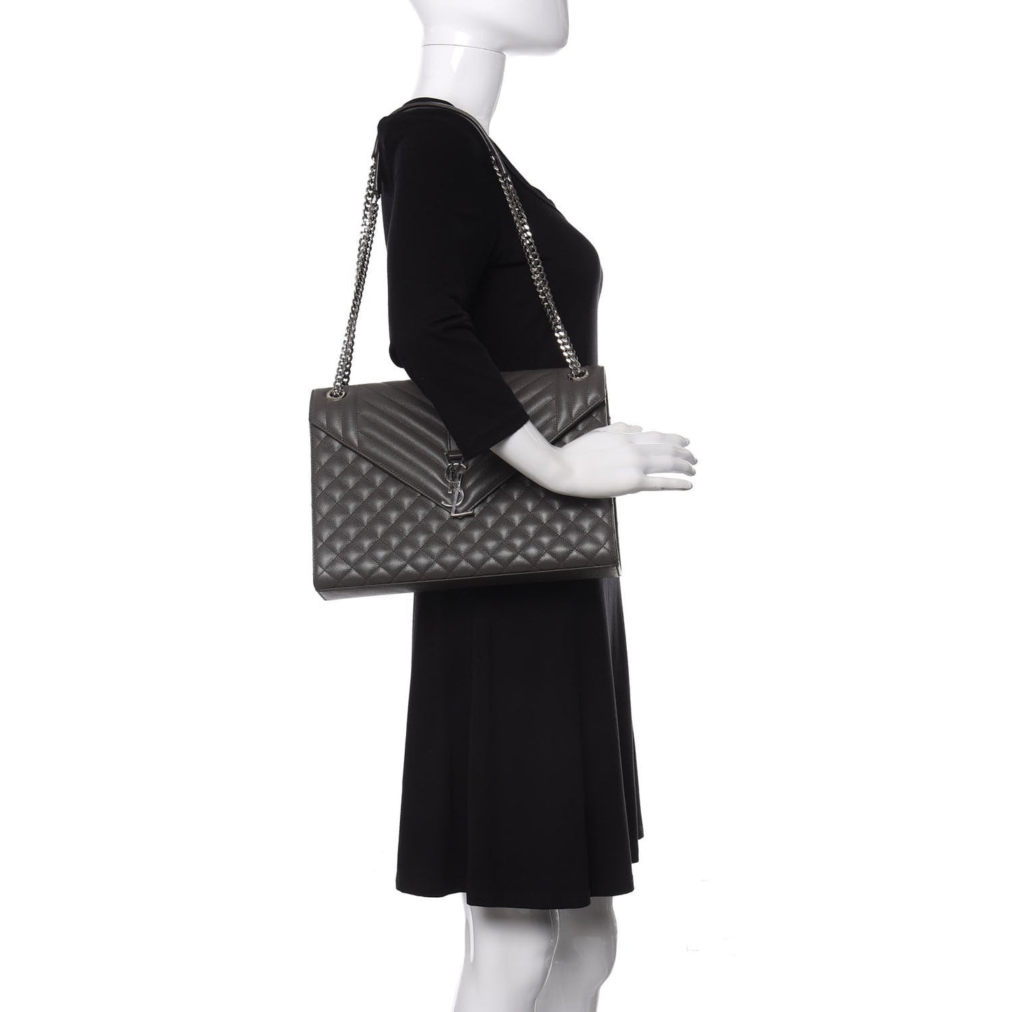 Grain De Poudre Large Tri-Quilt Monogram Satchel Fog