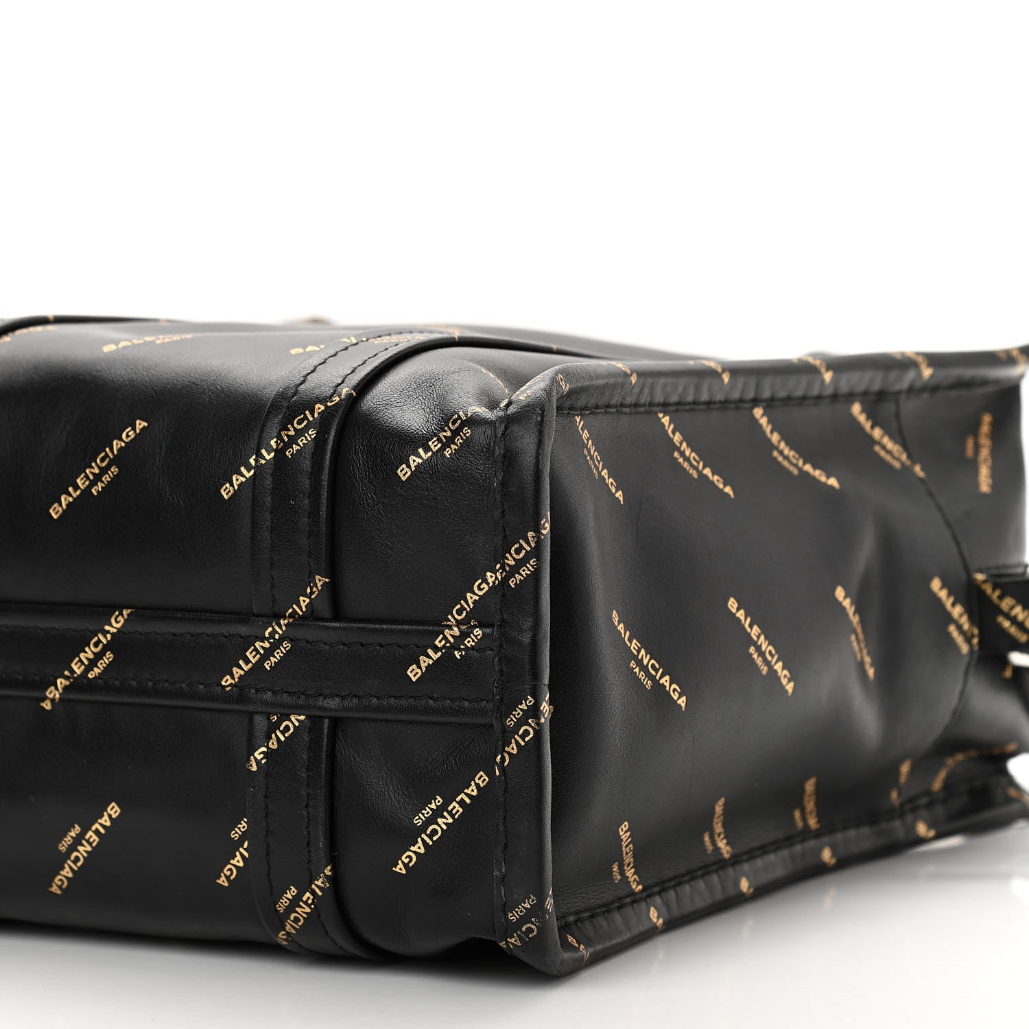 Balenciaga Calfskin Allover Logo XS Bazar Shopper Tote Black Gold 10 of 10