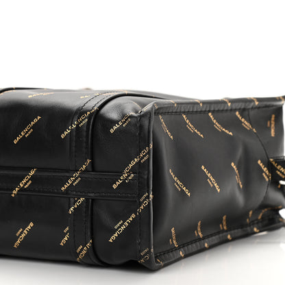 Balenciaga Calfskin Allover Logo XS Bazar Shopper Tote Black Gold 10 of 10