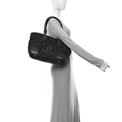Chanel Nylon Calfskin Quilted CC Paris New York Tote Bag Black 2 of 10