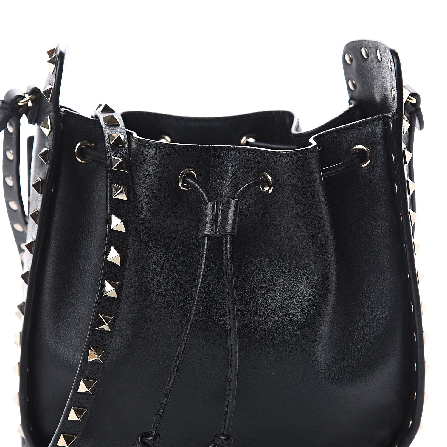 Valentino Garavani Vitello Rockstud Bucket Bag Black 6 of 8