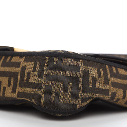 Fendi Fabric Jacquard FF 1974 Medium Baguette Tobacco Moro Black 7 of 10