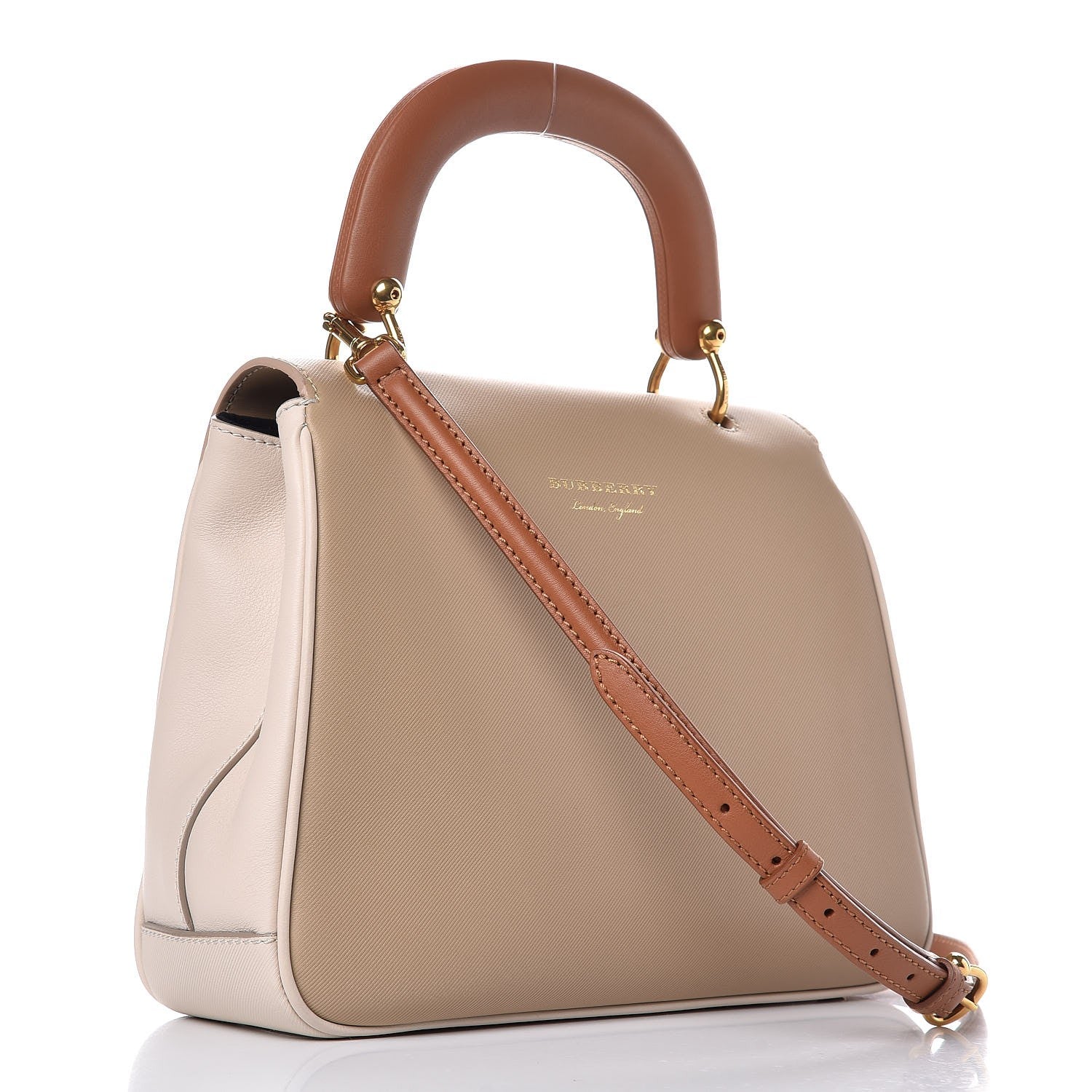 Burberry Trench Calfskin Medium DK88 Top Handle Bag Limestone Honey 4 of 9