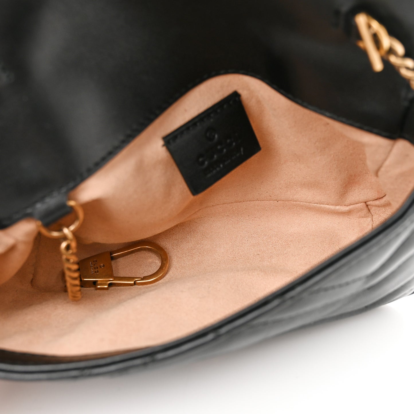 Calfskin Matelasse Super Mini GG Marmont Shoulder Bag Black