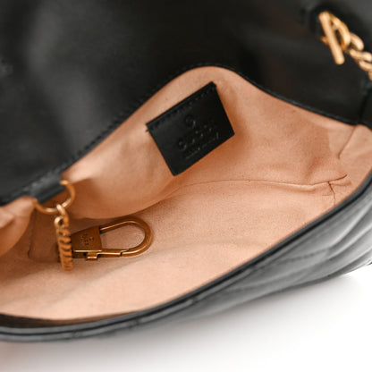 Gucci Calfskin Matelasse Super Mini GG Marmont Shoulder Bag Black 5 of 11