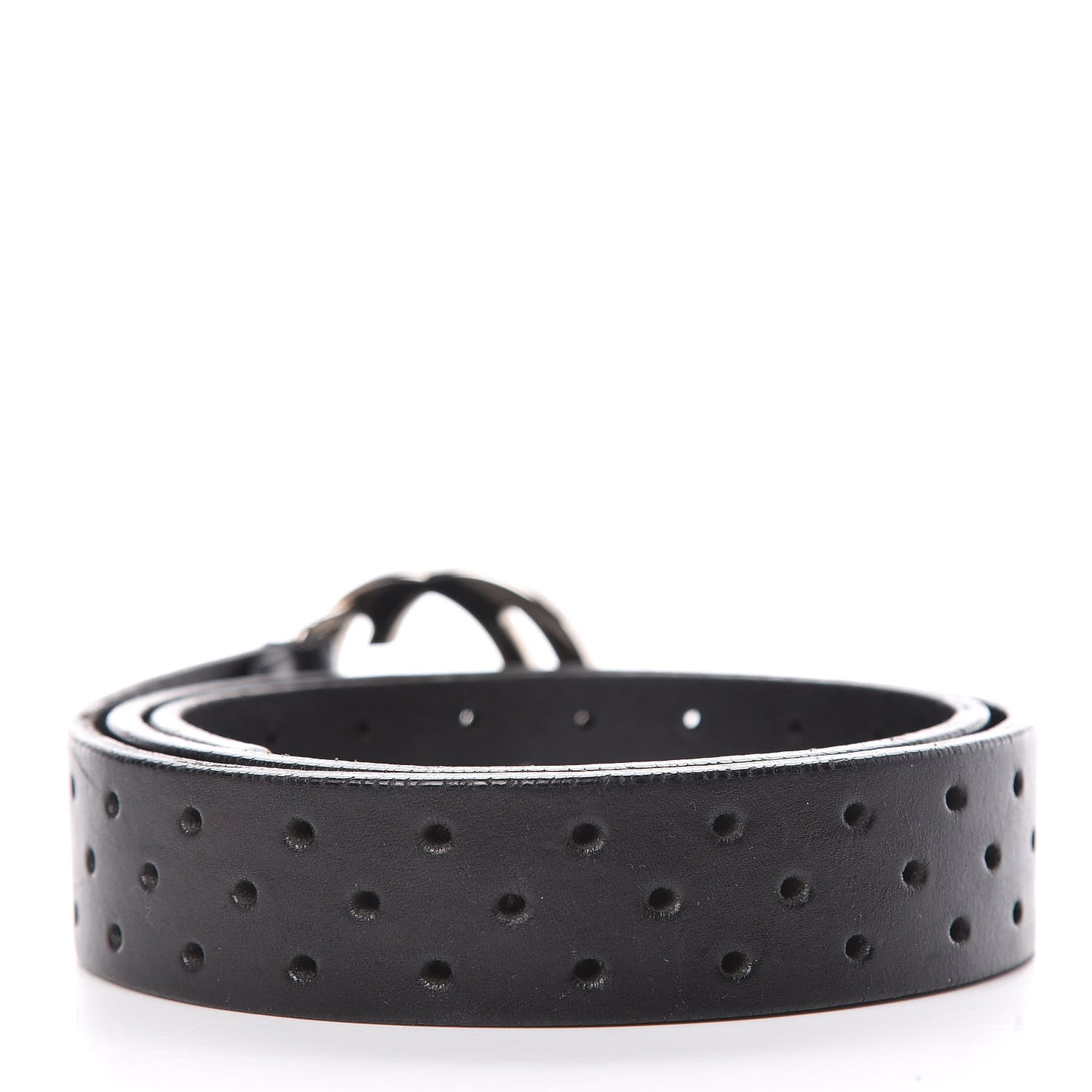 Gucci Calfskin Perforated Interlocking G Belt 75 30 Black 3 of 6