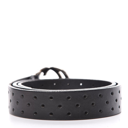 Gucci Calfskin Perforated Interlocking G Belt 75 30 Black 3 of 6