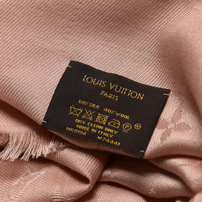 Louis Vuitton Silk Wool Monogram Shine Shawl Rose 4 of 4
