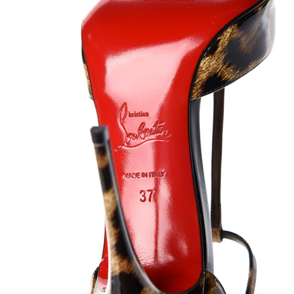 Christian Louboutin Patent Leopard Senora 100 Sandals 37 Brown Black 6 of 11