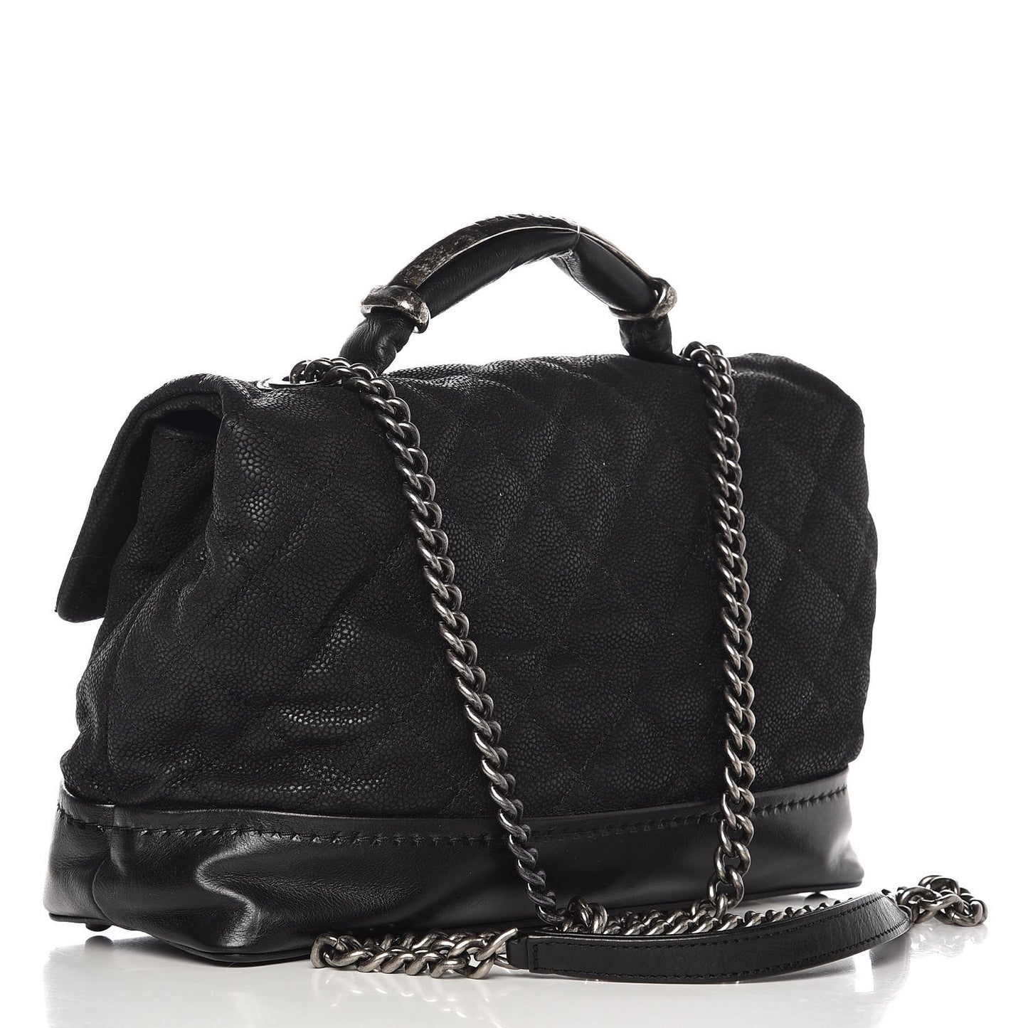 Iridescent Grained Calfskin Jumbo Globe Trotter Flap Black