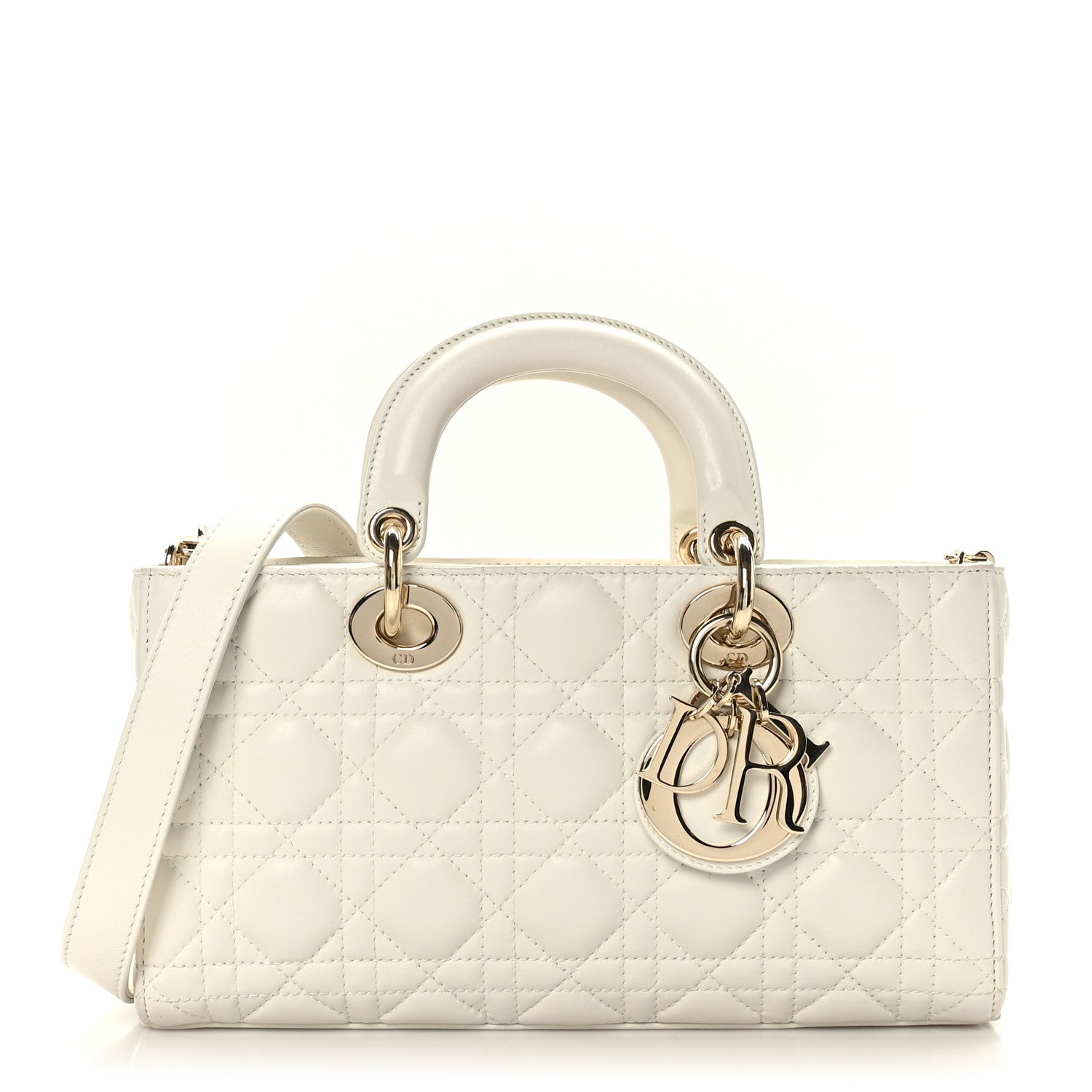 Christian Dior Lambskin Cannage Medium Lady D-Joy White 1 of 8