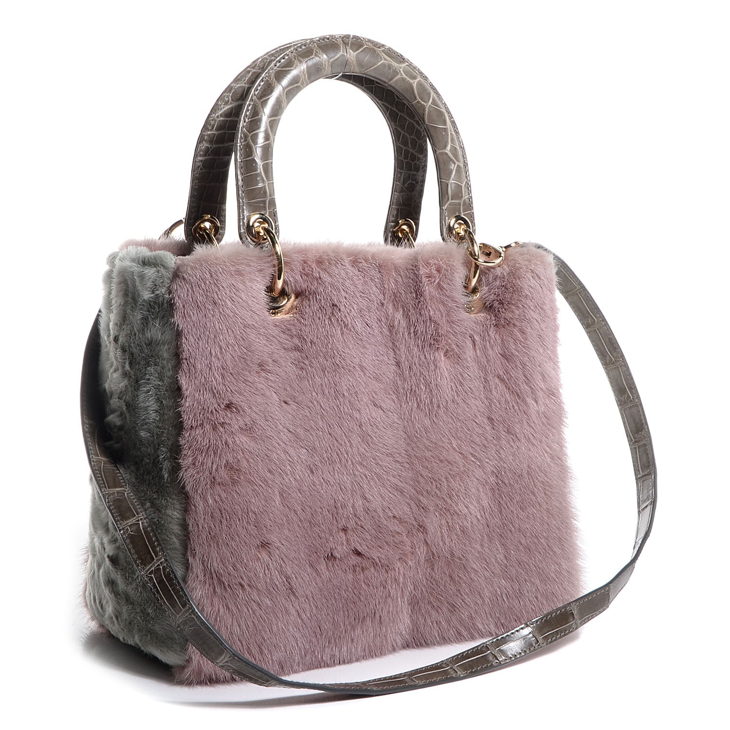 Christian Dior Mink Fur Crocodile Lady Dior Foulard 3 of 9
