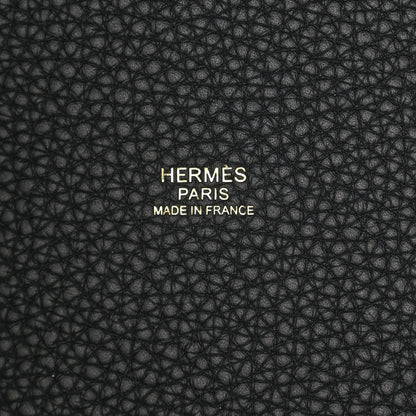 Hermes Taurillon Clemence Casaque Picotin Lock 22 MM Vert Cypres Bleu Nuit Black 6 of 12