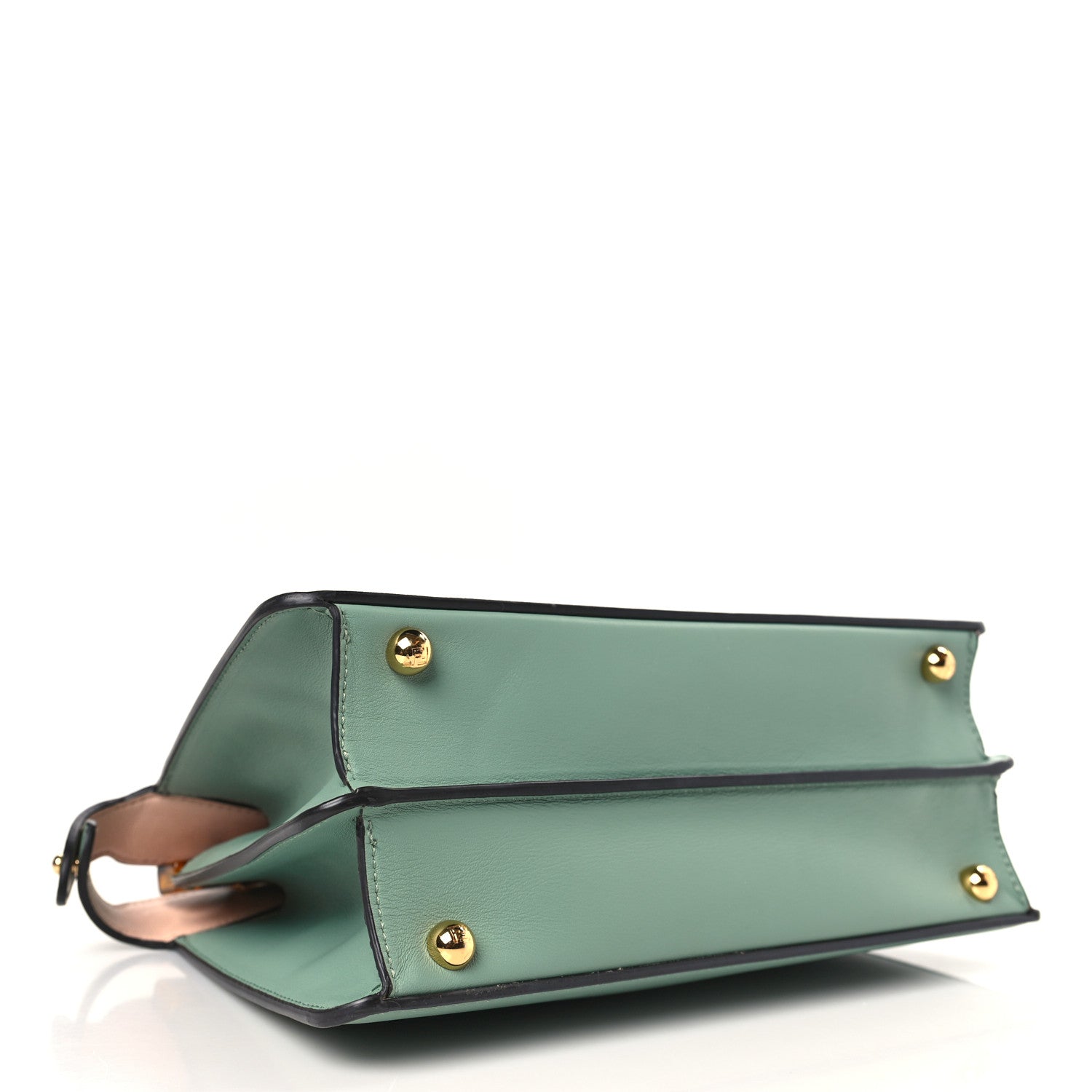 Fendi Vitello Seta Shiny Nappa Plexiglass Small Peekaboo I SEE U Satchel Menta Light Rose 4 of 9