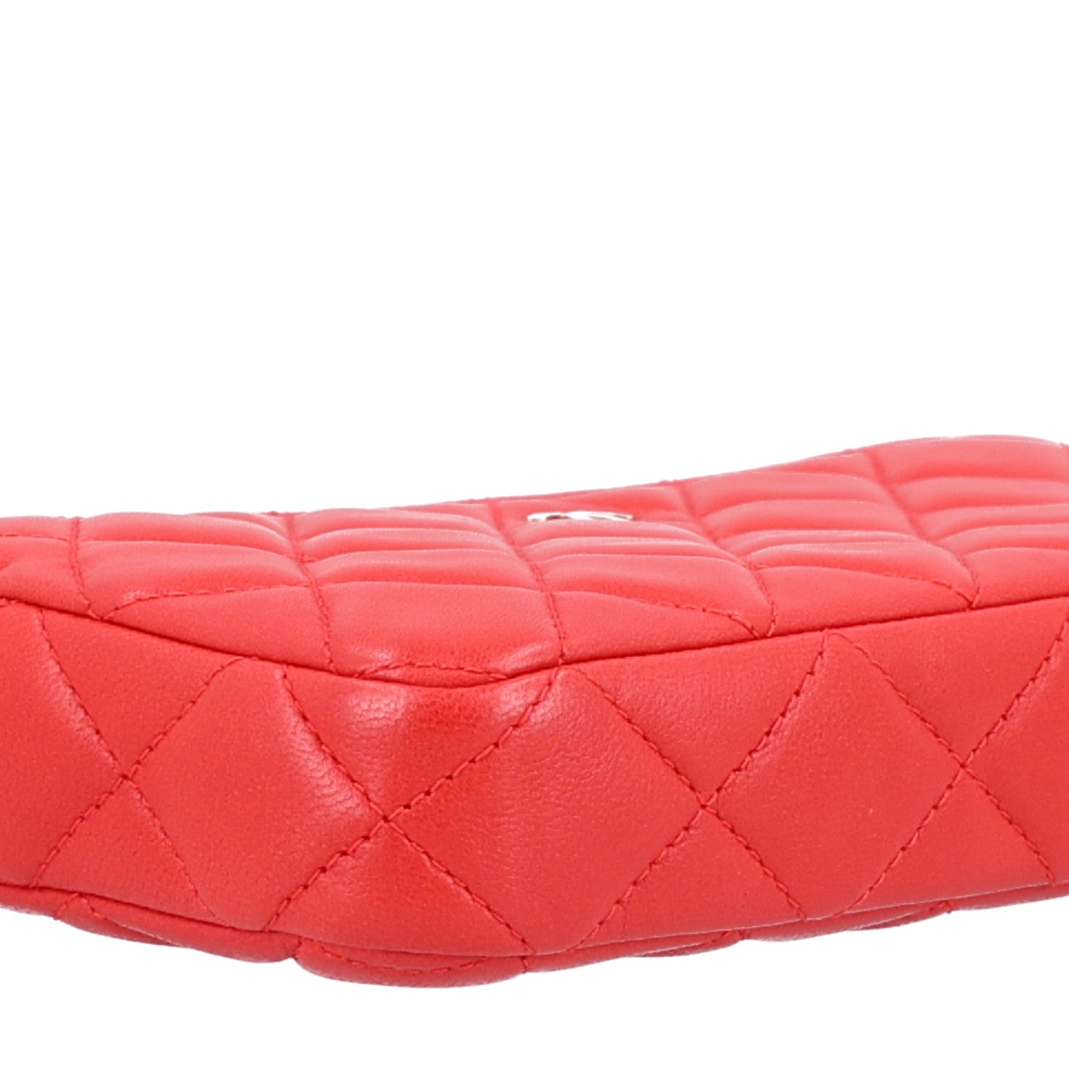 Chanel Lambskin Quilted Small Clutch With Chain Red 11 of 12