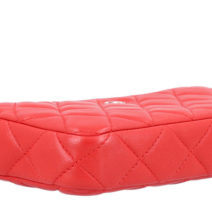 Chanel Lambskin Quilted Small Clutch With Chain Red 11 of 12