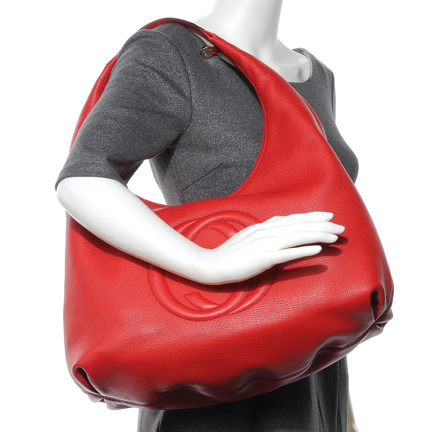 Gucci Pebbled Calfskin Large Soho Hobo Red 2 of 7