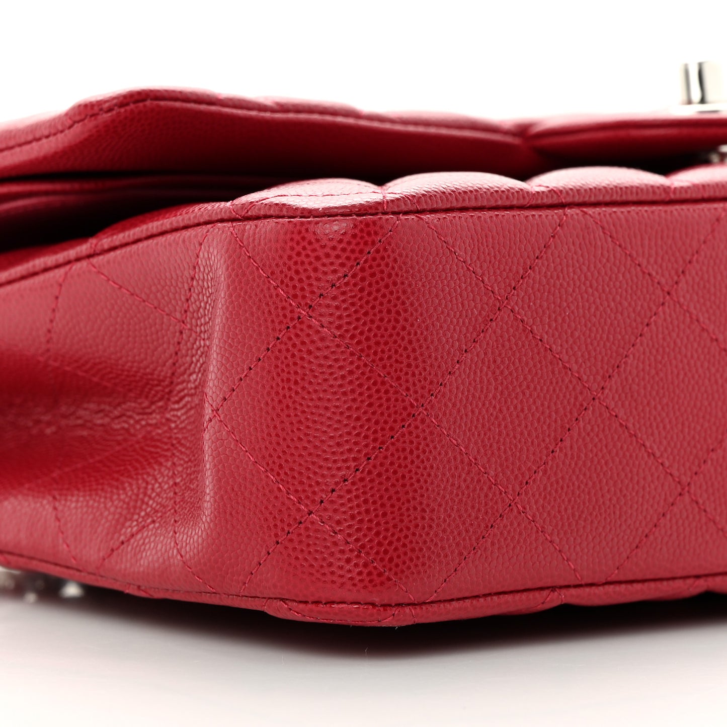 Caviar Quilted Medium Double Flap Dark Red